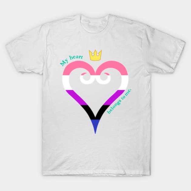 Gender Fluid Pride Heart T-Shirt by The Curio Art Shop